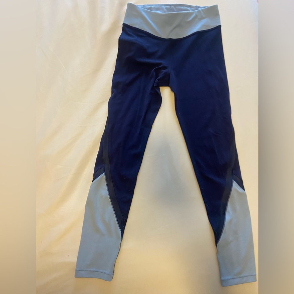 ATHLETA GIRL NAVY AND LIGHT BLUE LEGGINGS